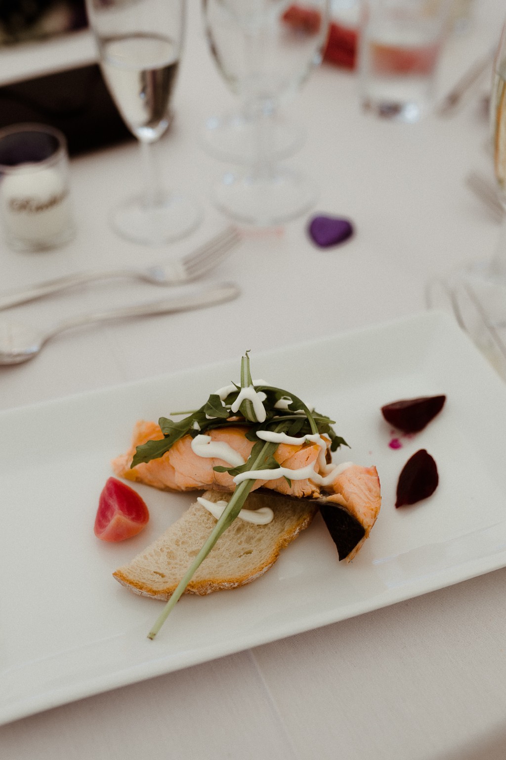 Refined comfort food wedding catering with slow-cooked meats and seasonal vegetables