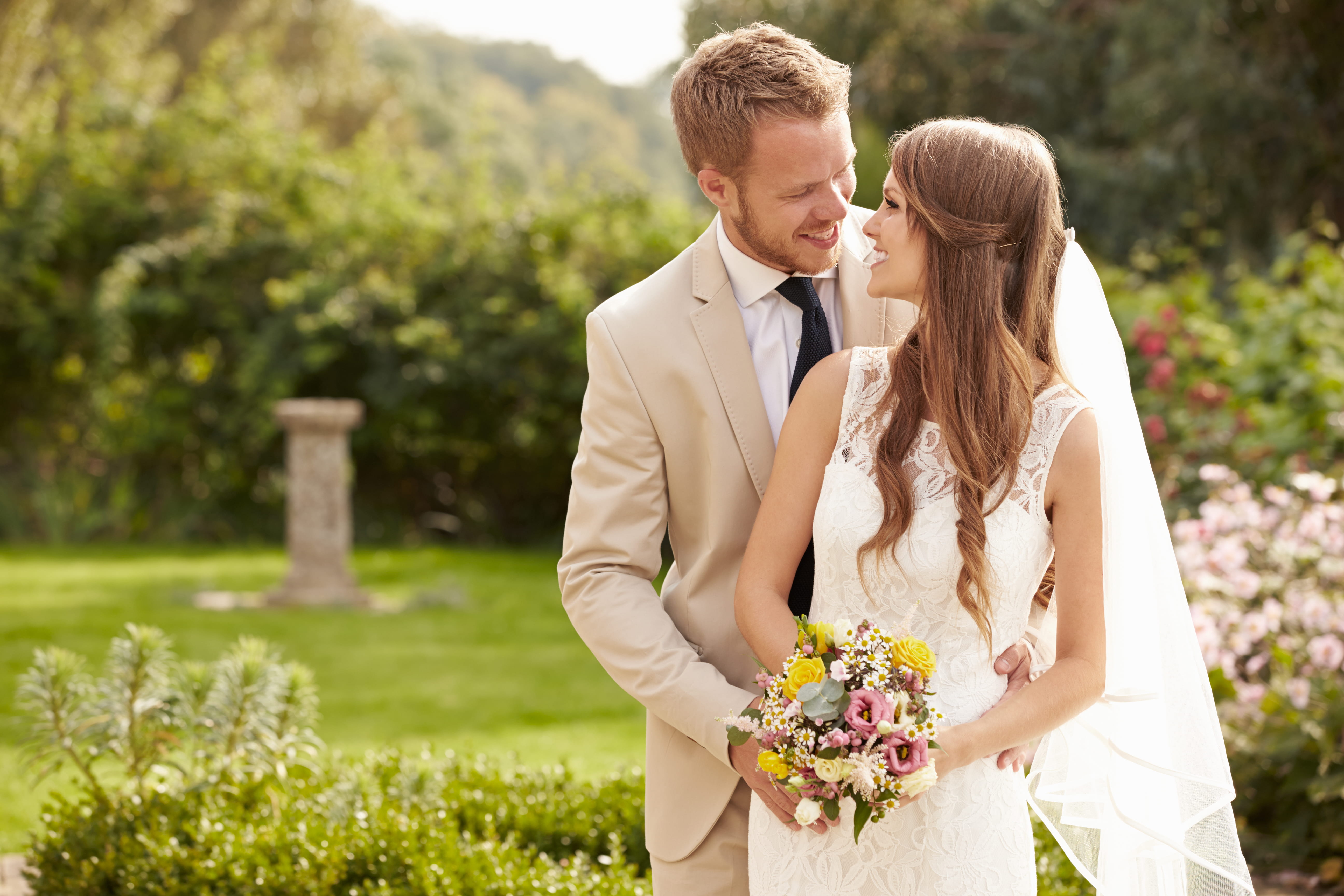 Young couple get married at a midweek wedding
