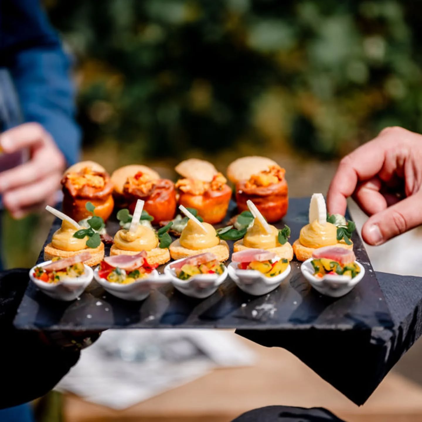 Tray of canapes from outside caterers Plenty of Thyme